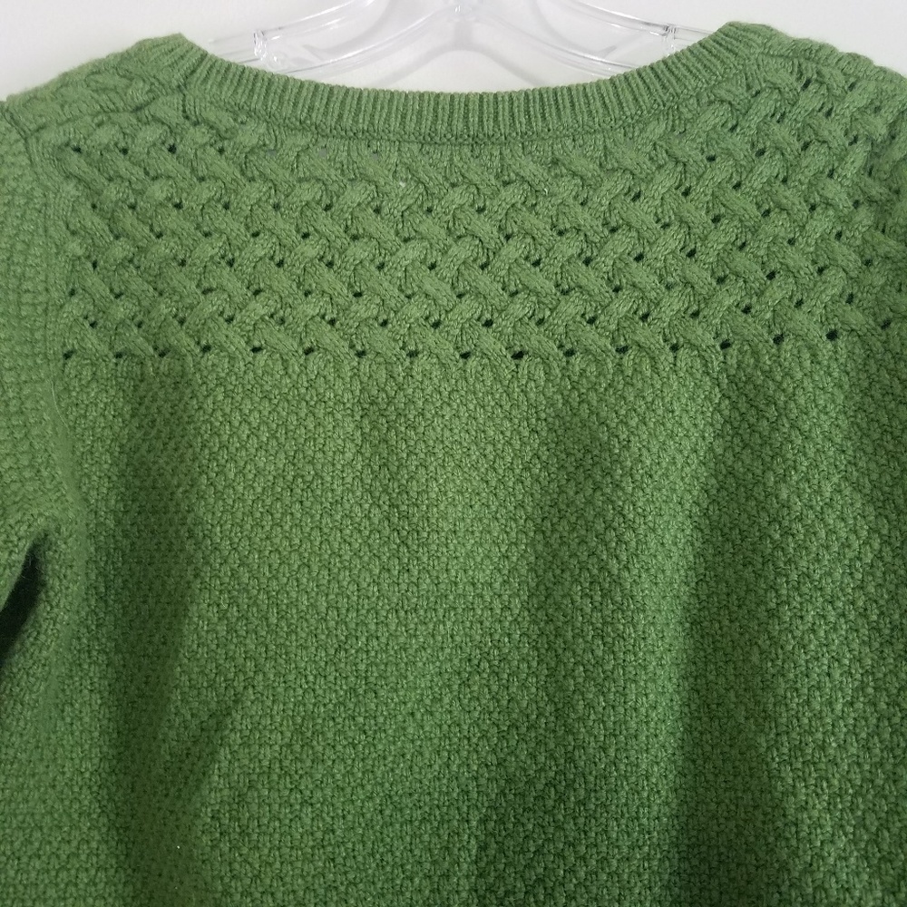LOFT Green Knitted Crew 3/4 Sleeve Neck Sweater - Picture 6 of 6